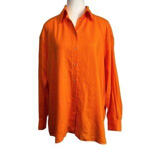 NWT ARITZIA BABATON ESSENTIAL OVERSIZED SHIRT IN TANGELO ORANGE - 2XS